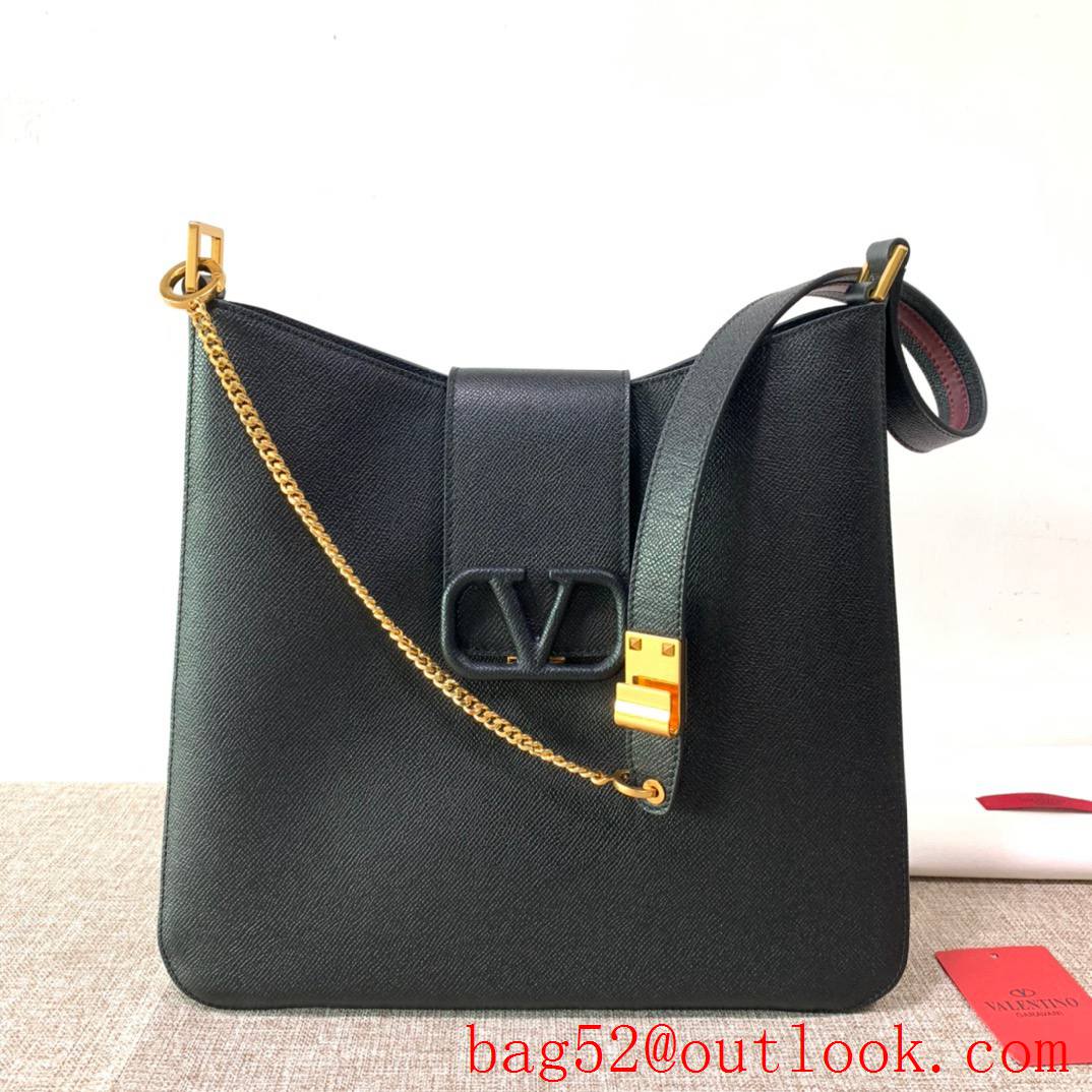 Valentino Large VSLING Calfskin Hobo Bag Leather Handbag Black