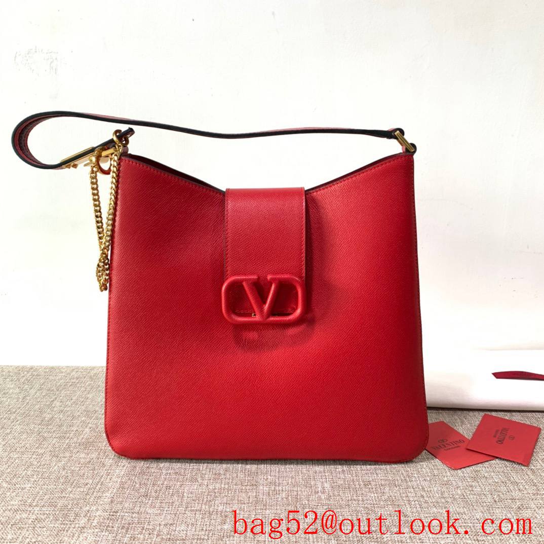 Valentino Large VSLING Calfskin Hobo Bag Leather Handbag Red