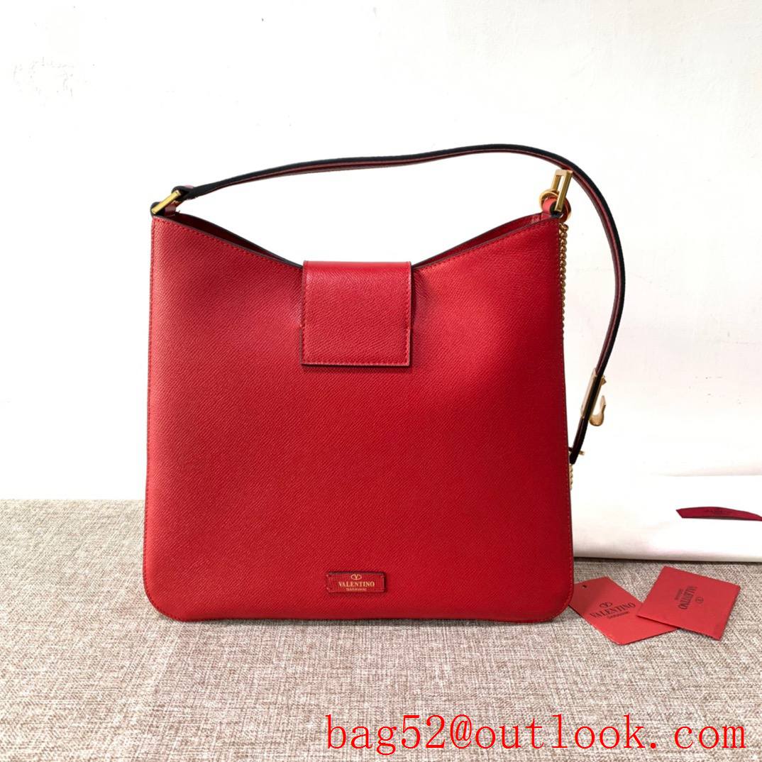 Valentino Large VSLING Calfskin Hobo Bag Leather Handbag Red