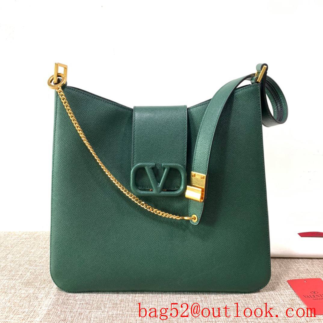 Valentino Large VSLING Calfskin Hobo Bag Leather Handbag Green