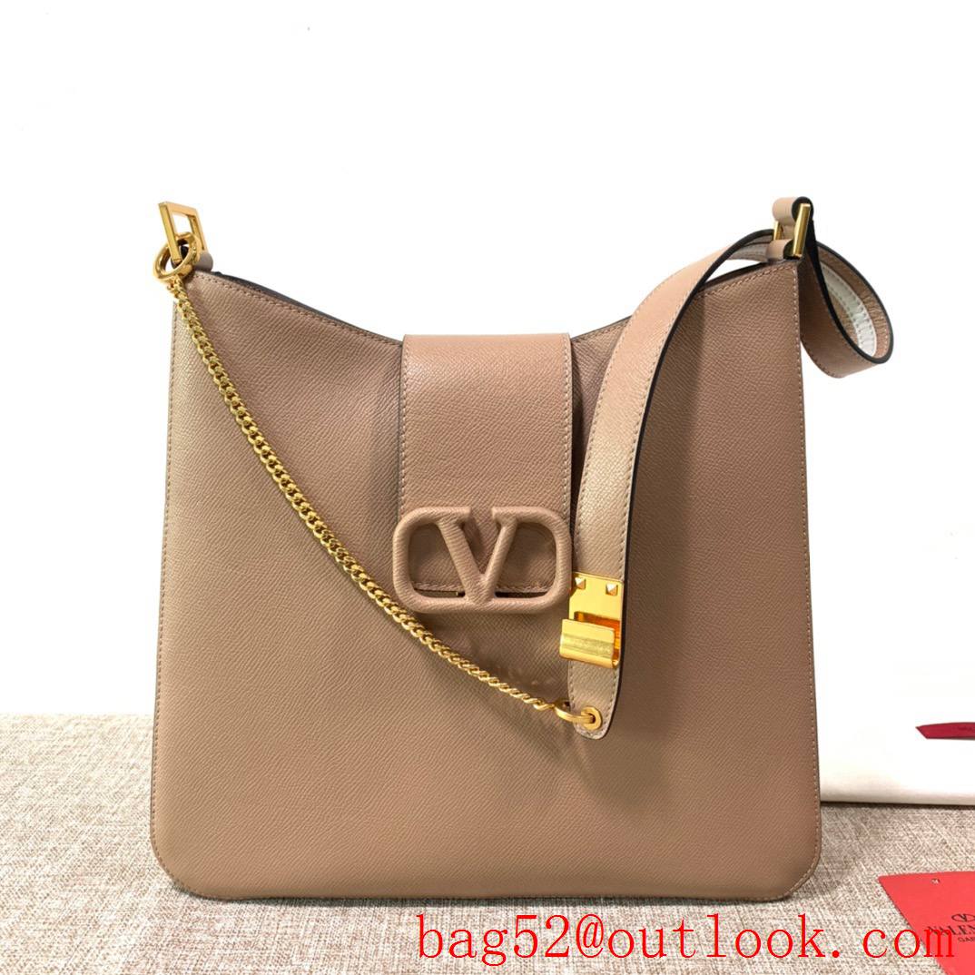 Valentino Large VSLING Calfskin Hobo Bag Leather Handbag Tan