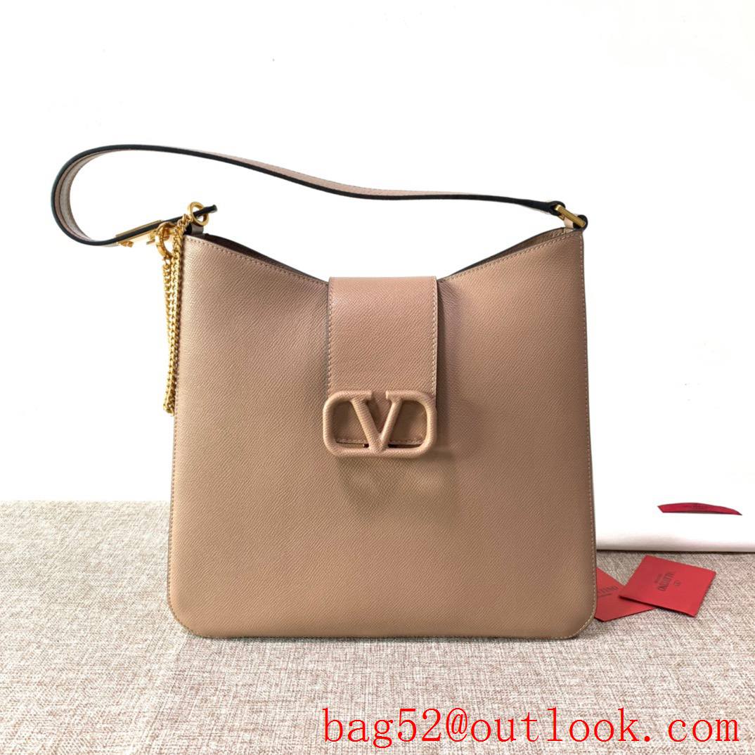 Valentino Large VSLING Calfskin Hobo Bag Leather Handbag Tan