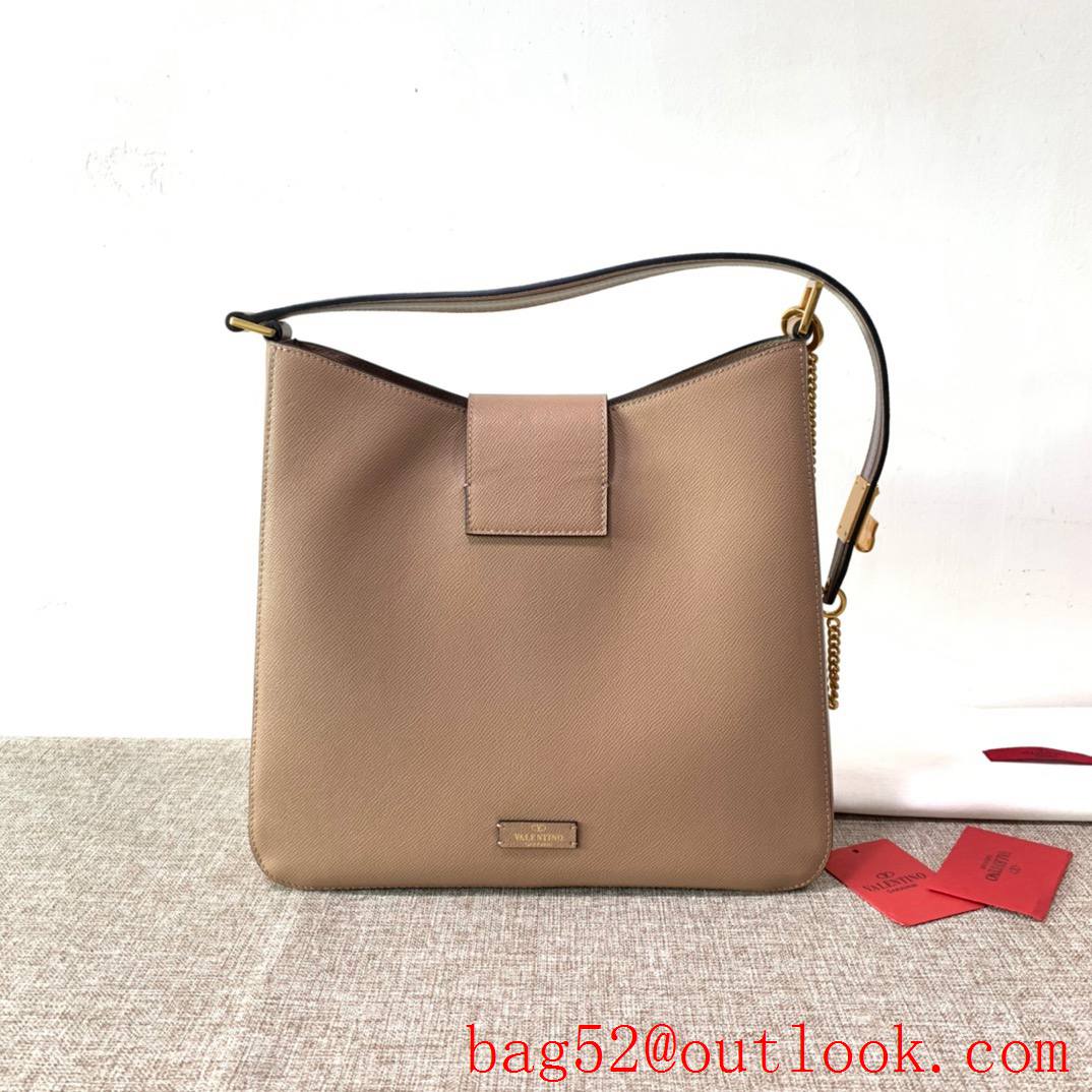 Valentino Large VSLING Calfskin Hobo Bag Leather Handbag Tan