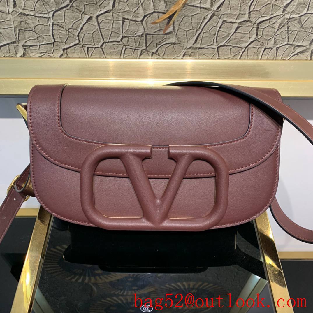 Valentino SuperVee Calfskin Crossbody Bag Leather Handbag Rubin