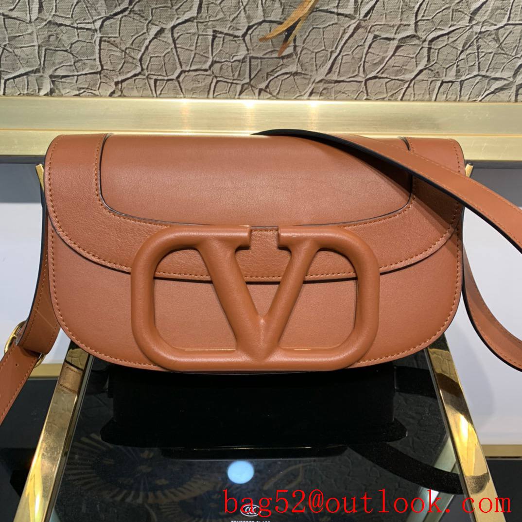 Valentino SuperVee Calfskin Crossbody Bag Leather Handbag Brown
