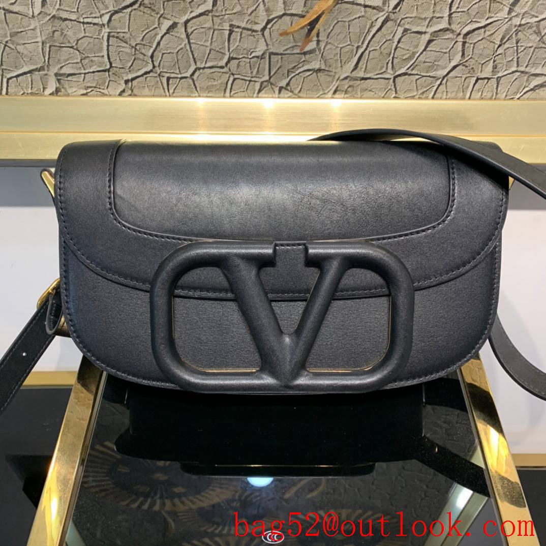 Valentino SuperVee Calfskin Crossbody Bag Leather Handbag Black