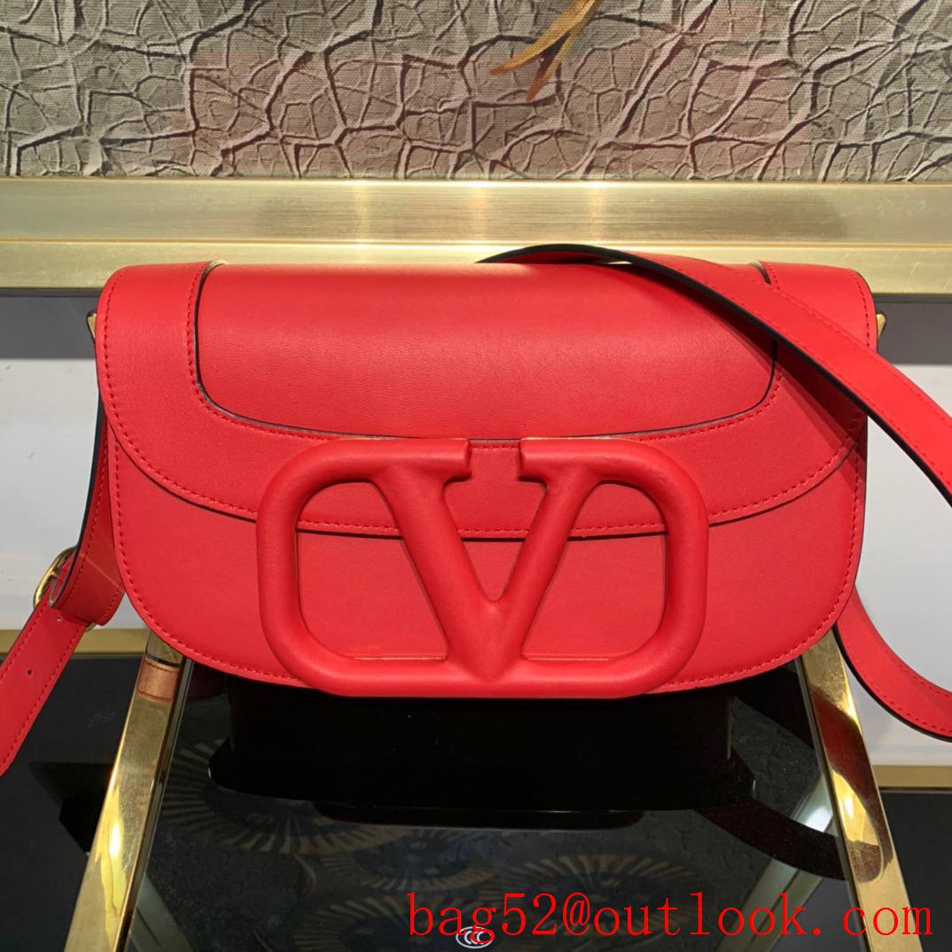 Valentino SuperVee Calfskin Crossbody Bag Leather Handbag Red