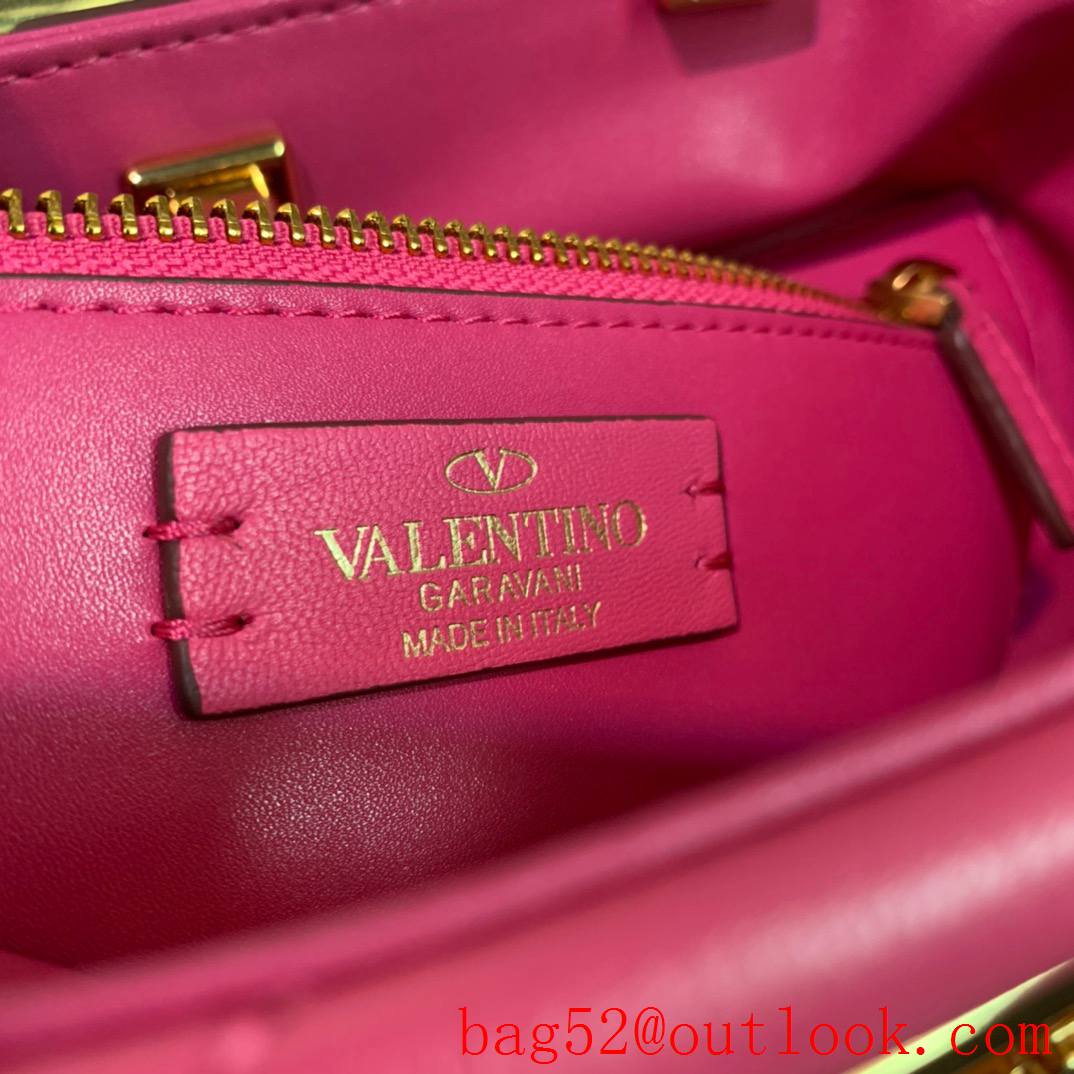 Valentino Large Roman Stud The Handle Bag in Nappa Leather Rose