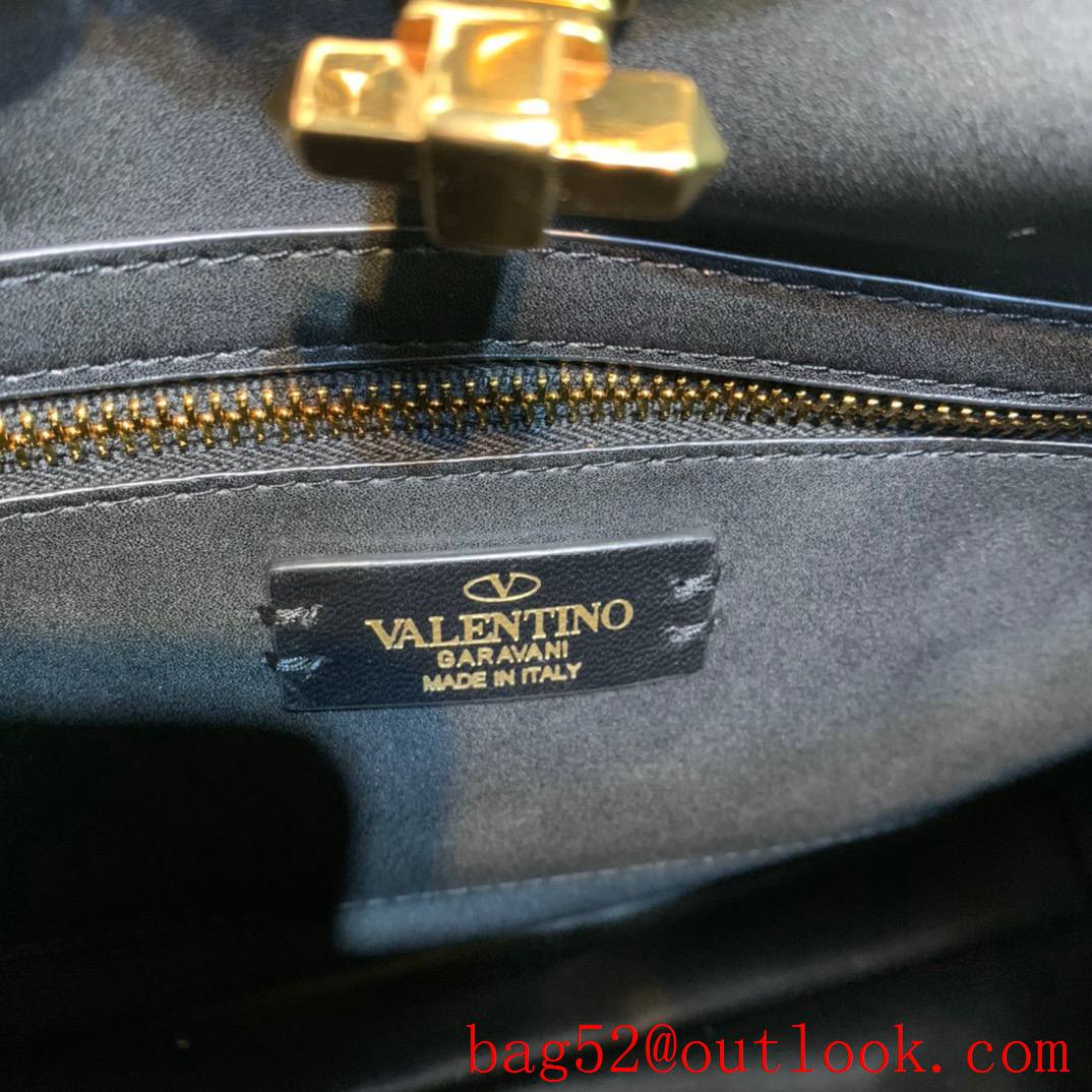 Valentino Large Roman Stud The Handle Bag in Nappa Leather Gold Studs