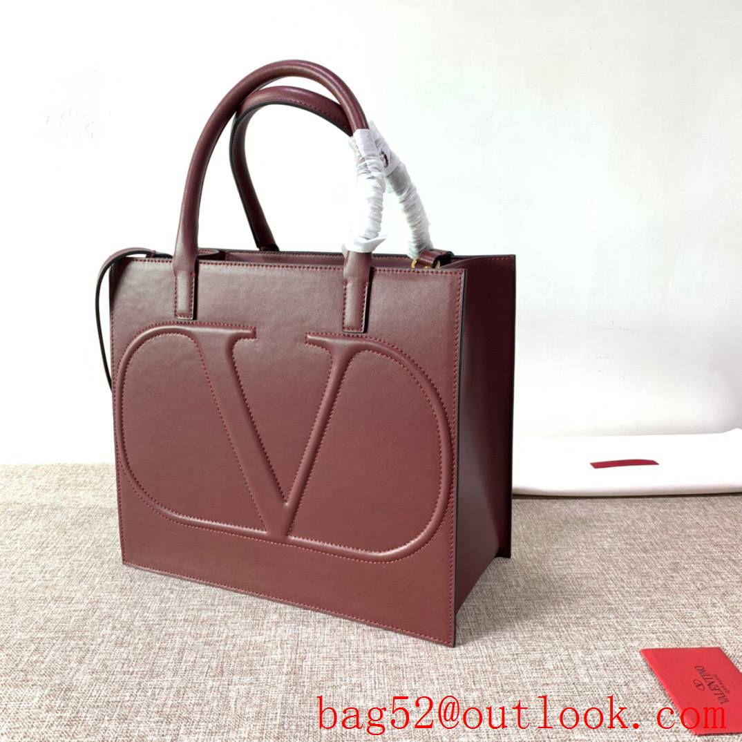 Valentino Large Vlogo Walk Calfskin Tote Handbag Shoulder Bag Rubin