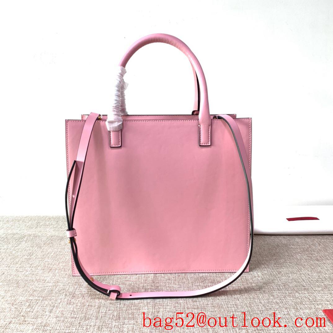 Valentino Large Vlogo Walk Calfskin Tote Handbag Shoulder Bag Pink