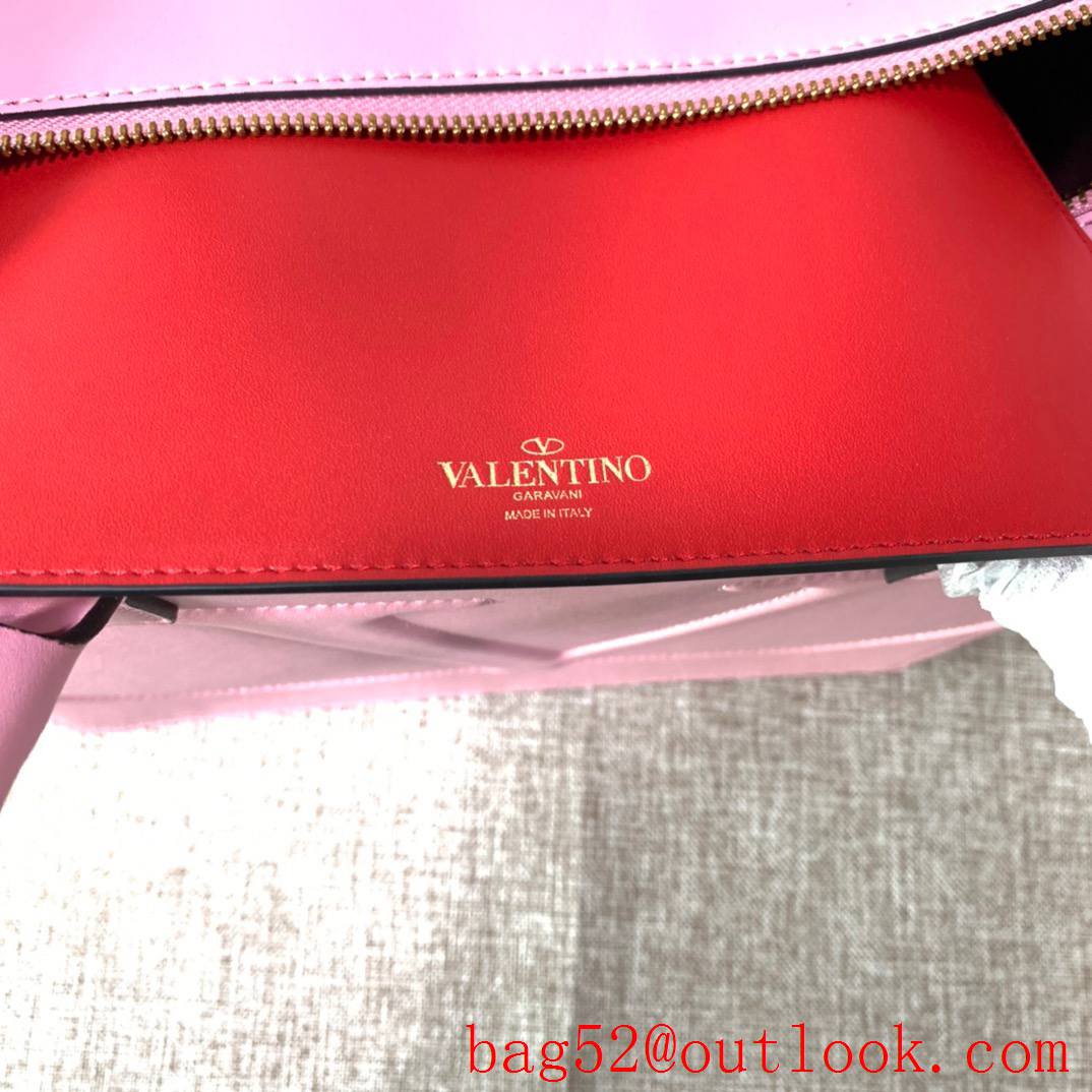 Valentino Large Vlogo Walk Calfskin Tote Handbag Shoulder Bag Pink