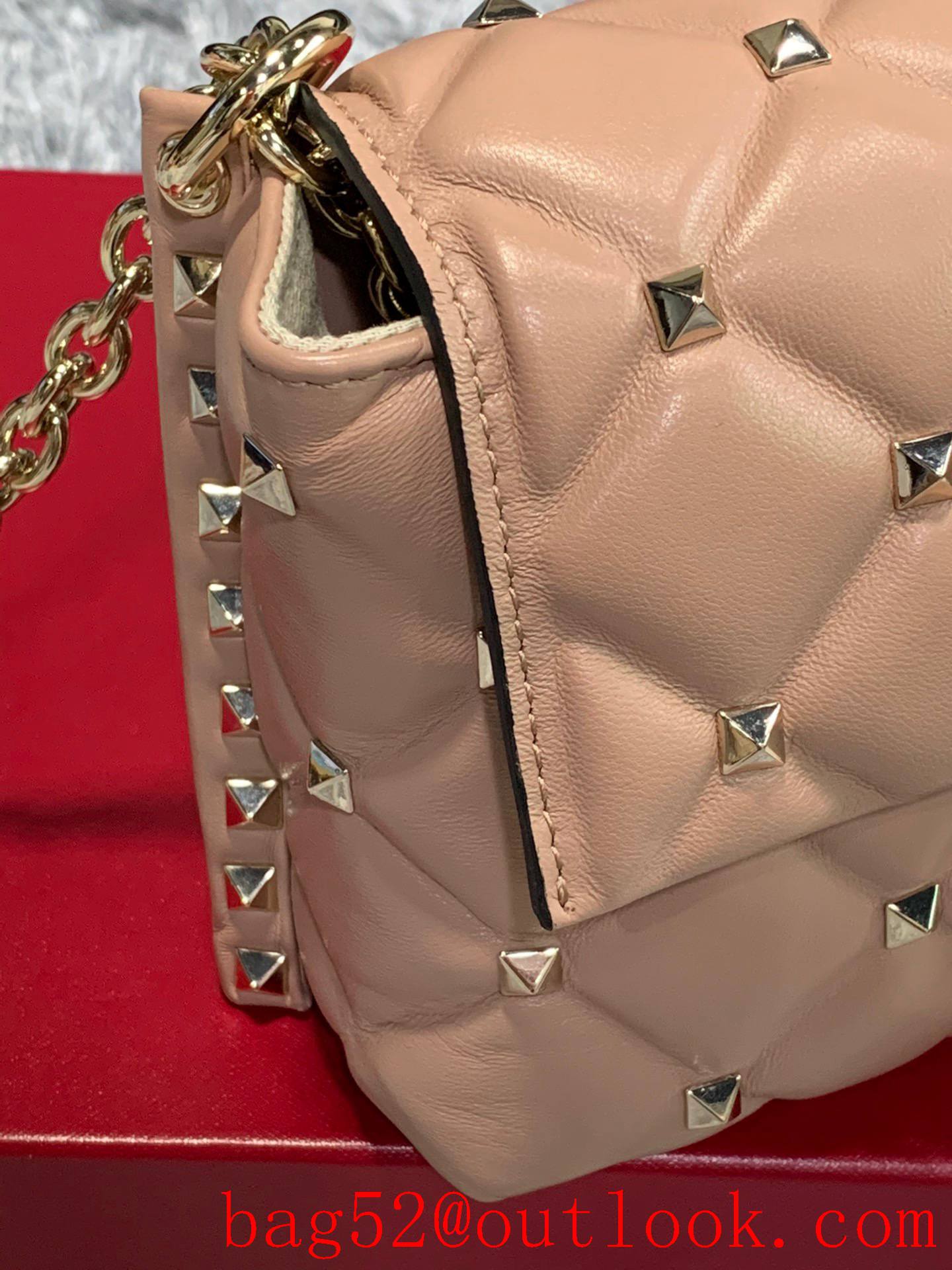 Valentino Candystud Shoulder Bag with Chain Handbag Tan