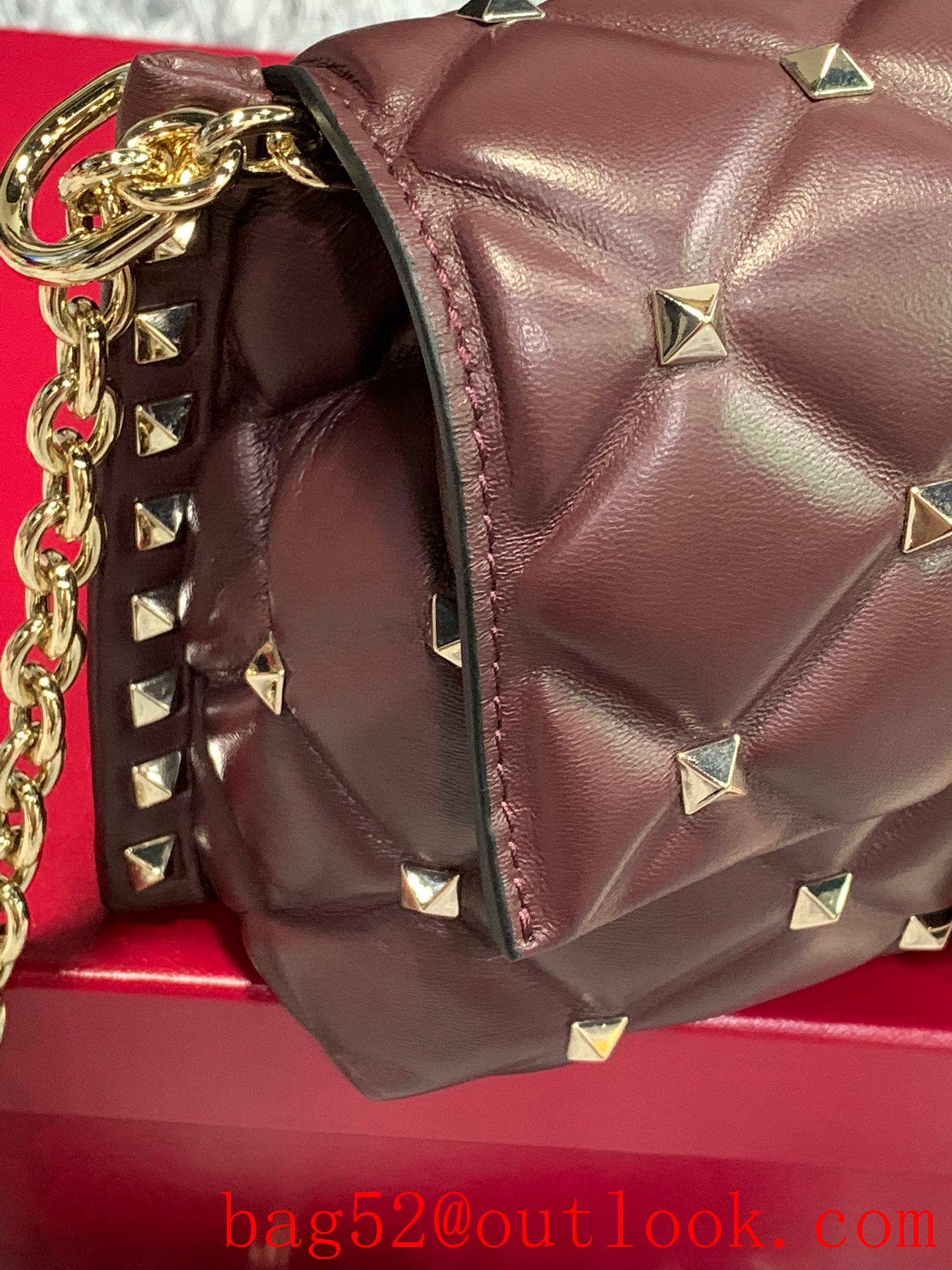 Valentino Candystud Shoulder Bag with Chain Handbag Coffee