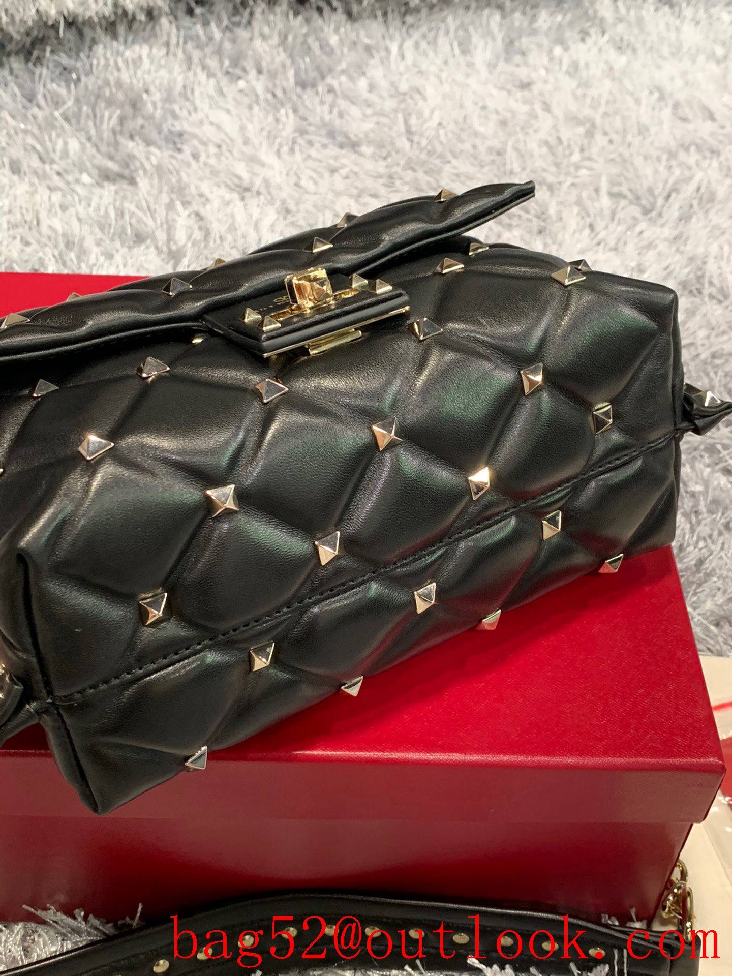 Valentino Candystud Shoulder Bag with Chain Handbag Black