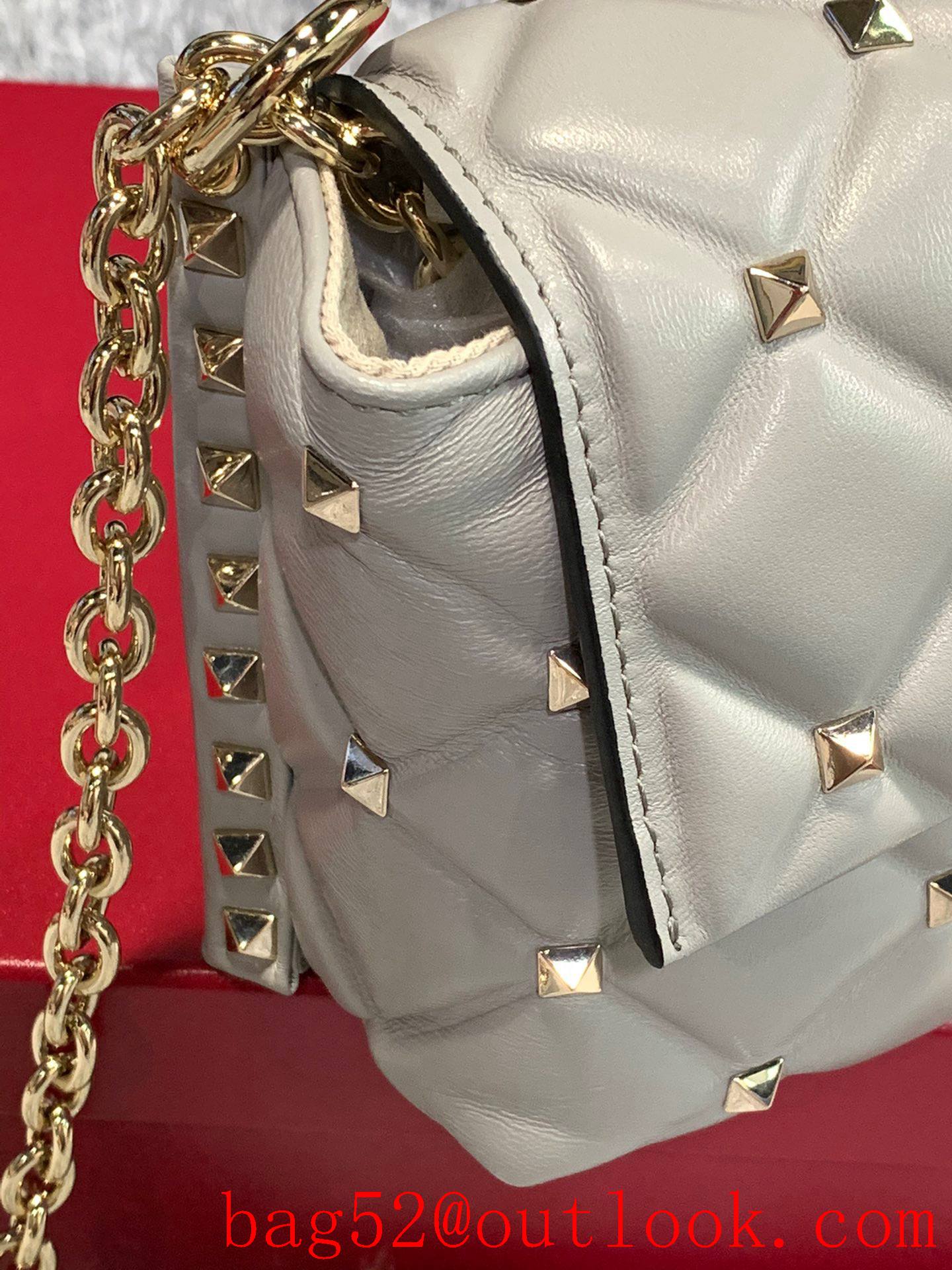 Valentino Candystud Shoulder Bag with Chain Handbag Gray