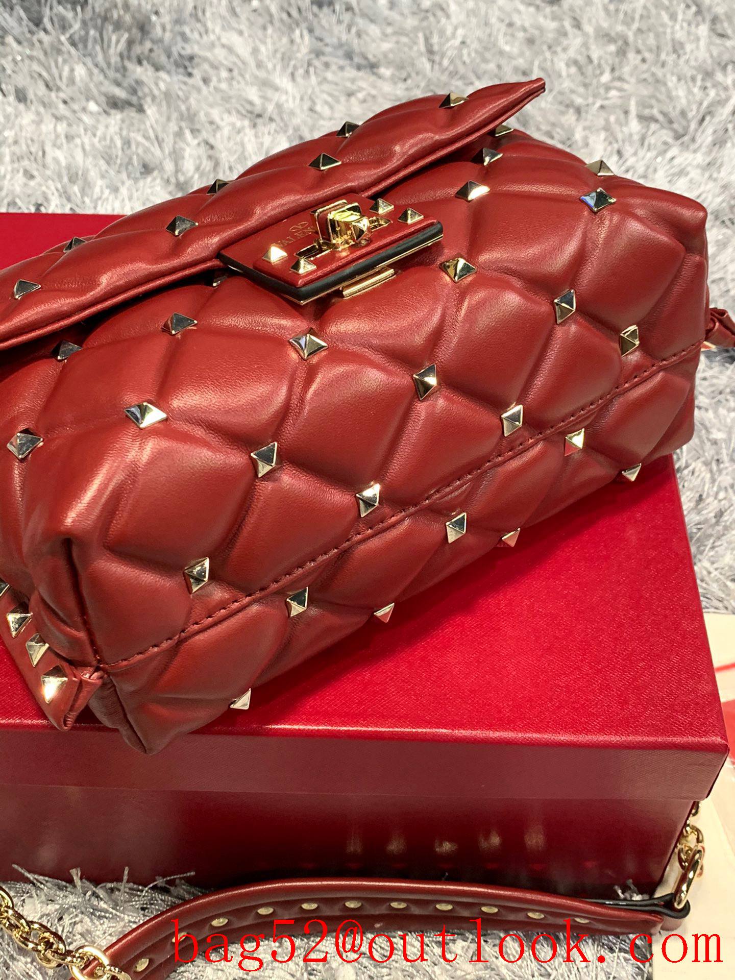 Valentino Candystud Shoulder Bag with Chain Handbag Red