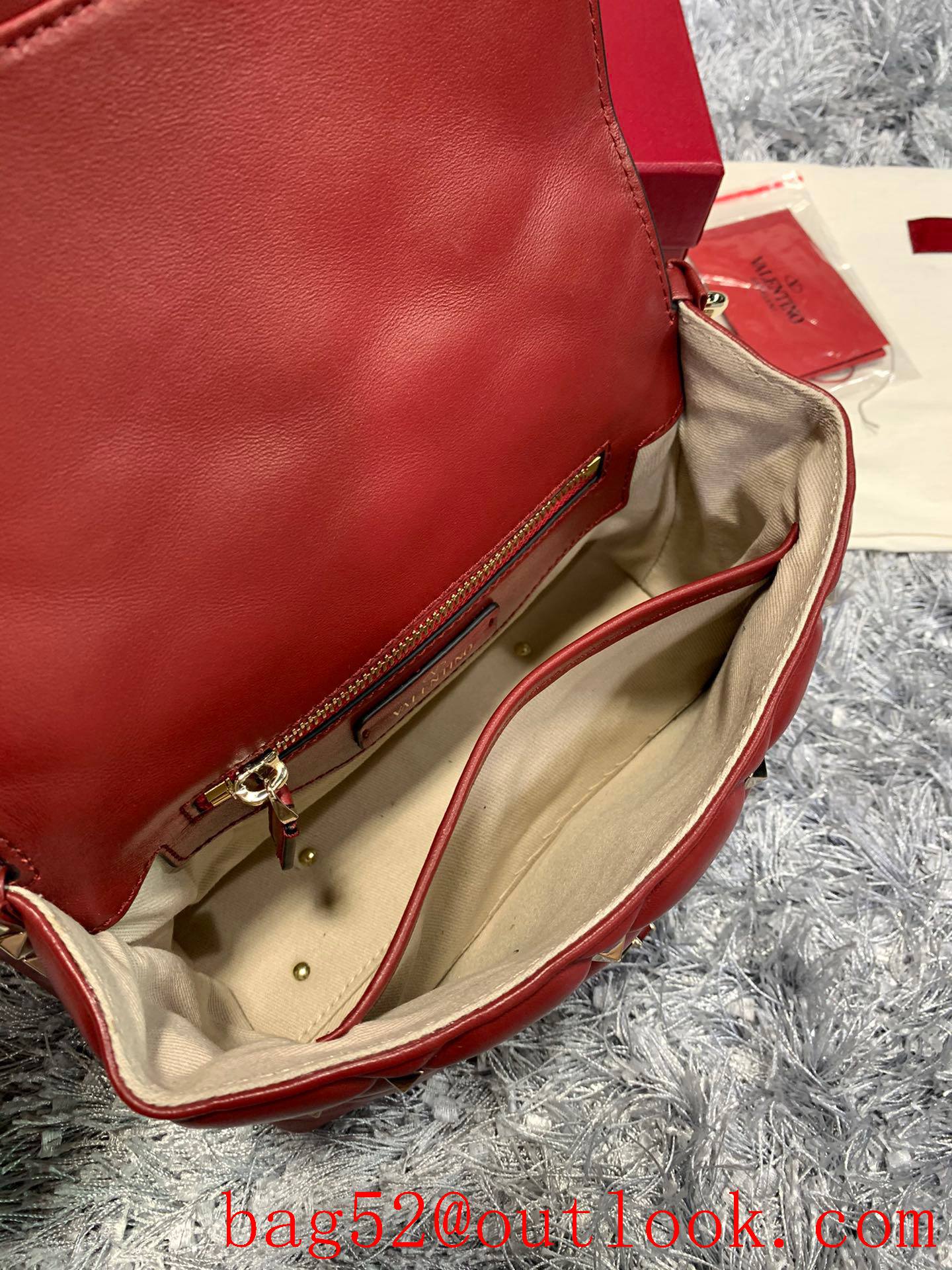 Valentino Candystud Shoulder Bag with Chain Handbag Red