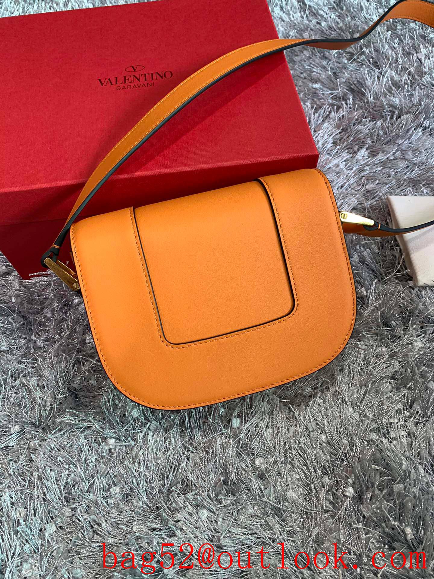 Valentino Small SuperVee Calfskin Crossbody Bag Handbag Orange