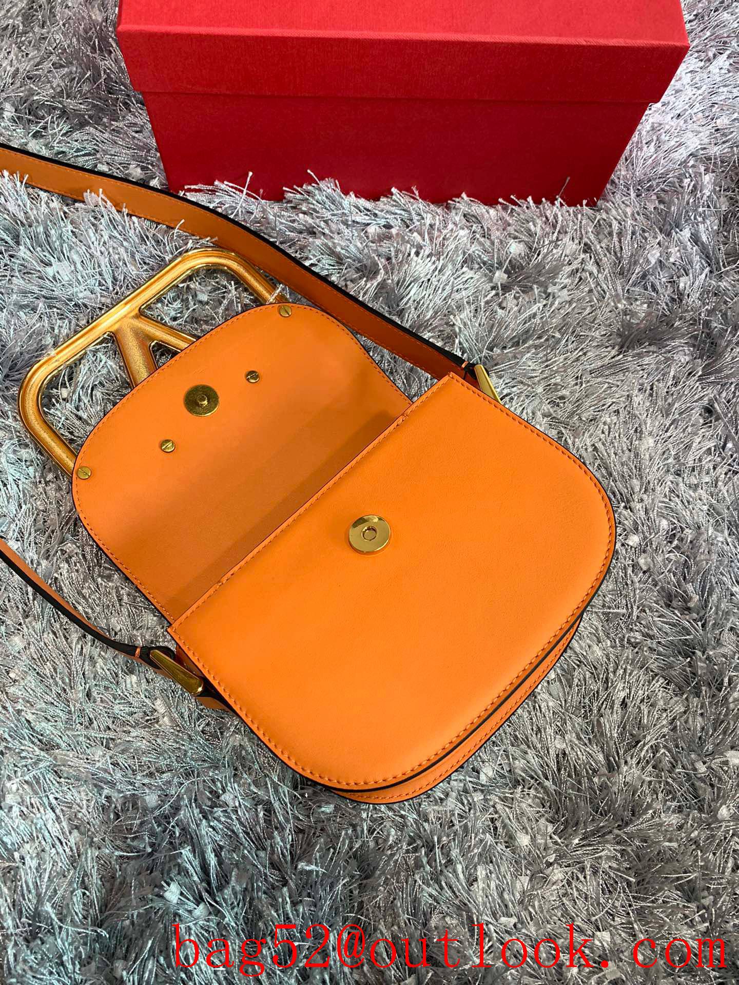 Valentino Small SuperVee Calfskin Crossbody Bag Handbag Orange