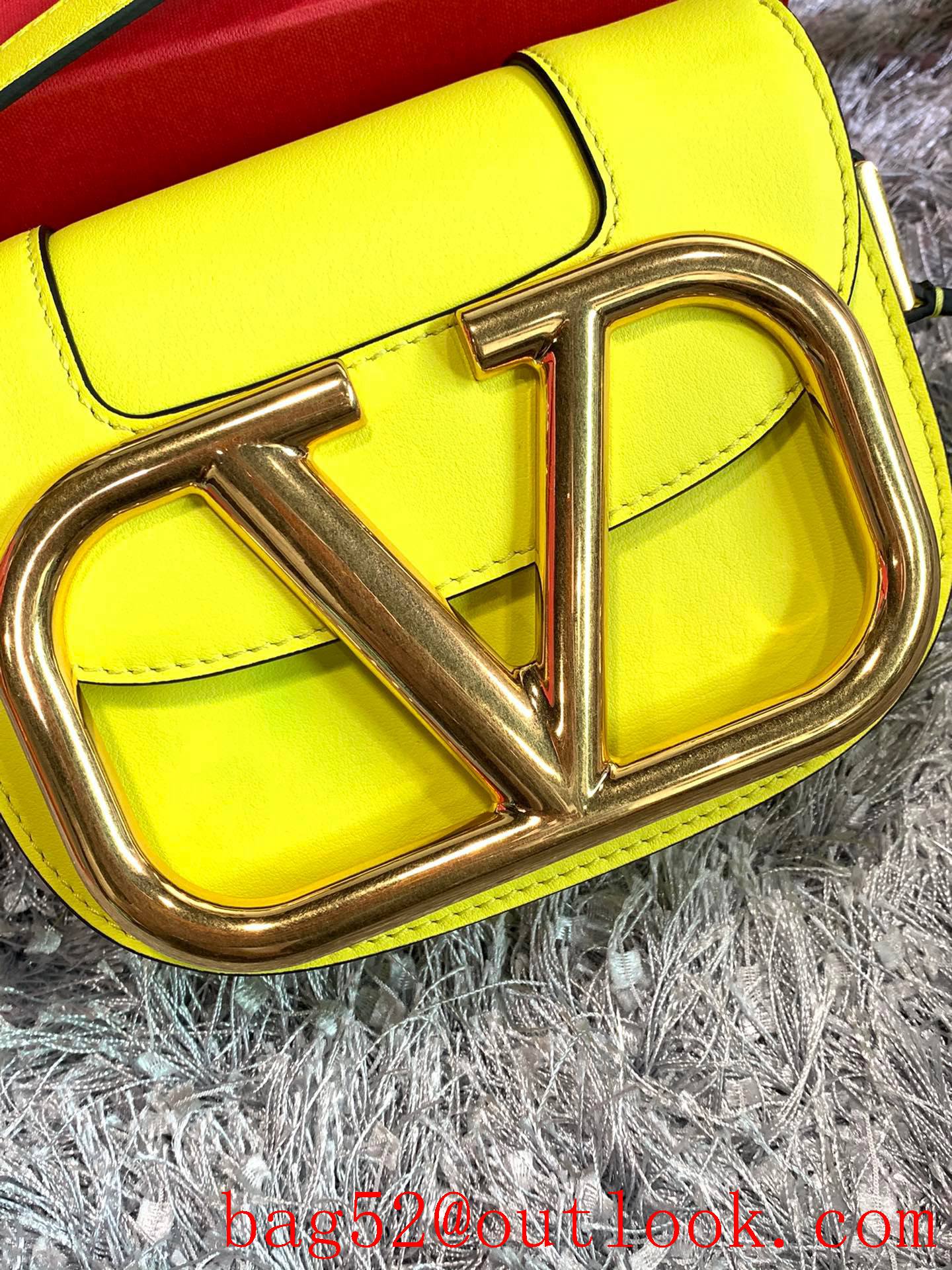 Valentino Small SuperVee Calfskin Crossbody Bag Handbag Yellow