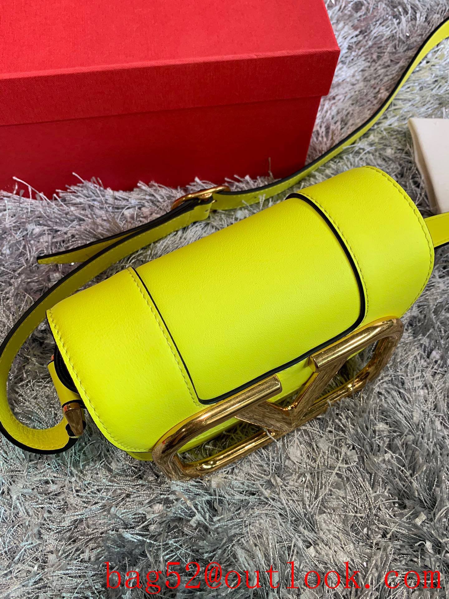 Valentino Small SuperVee Calfskin Crossbody Bag Handbag Yellow