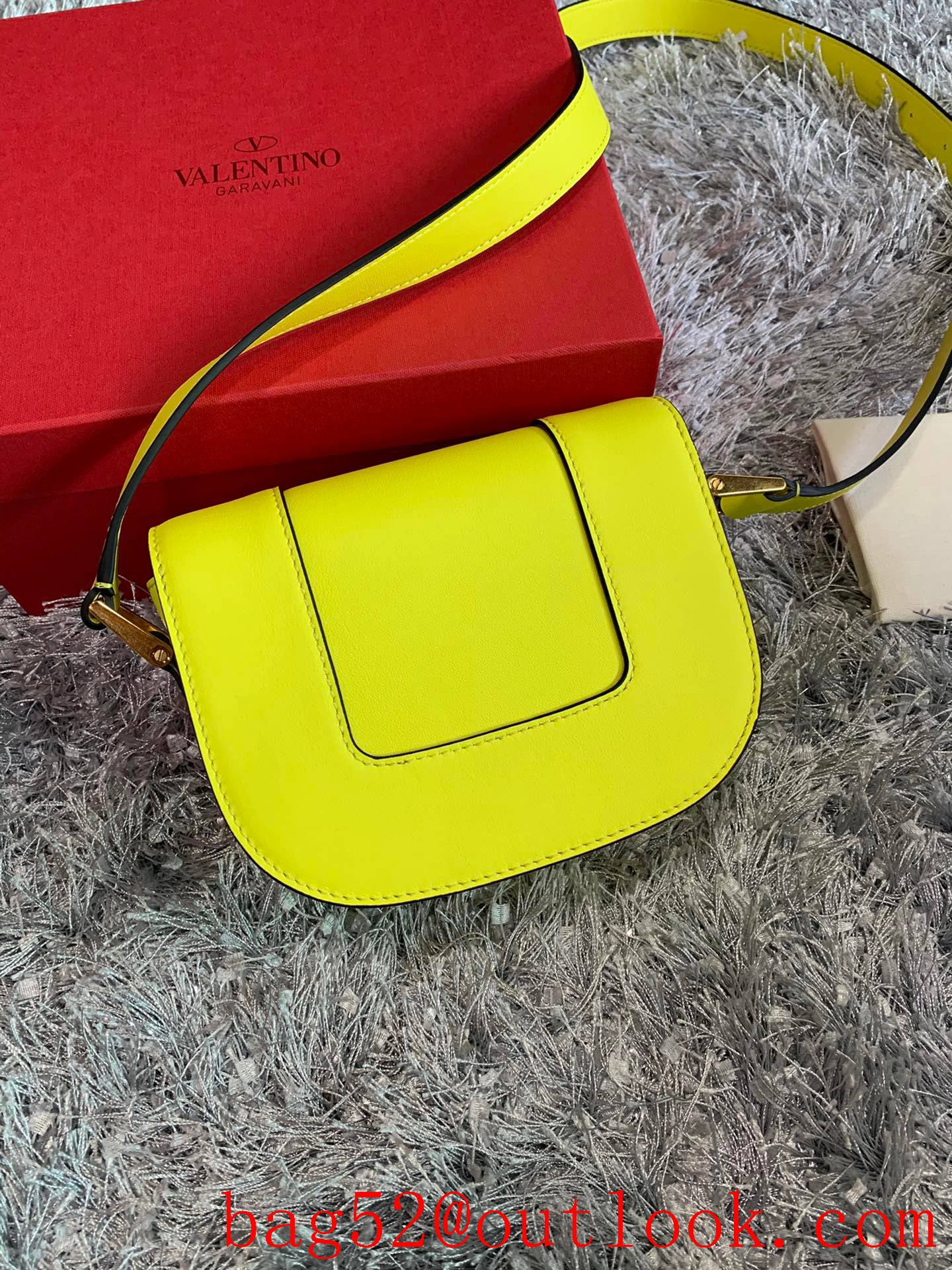 Valentino Small SuperVee Calfskin Crossbody Bag Handbag Yellow