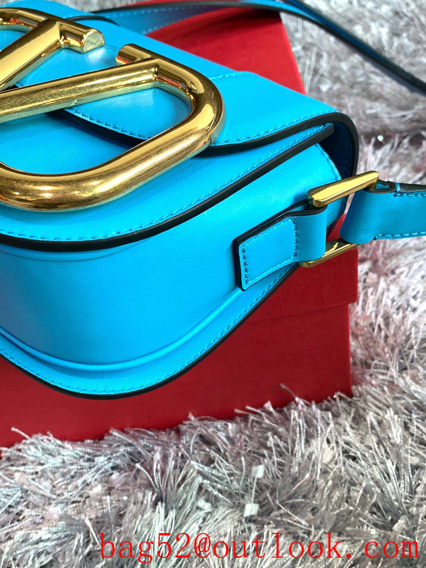 Valentino Small SuperVee Calfskin Crossbody Bag Handbag Blue