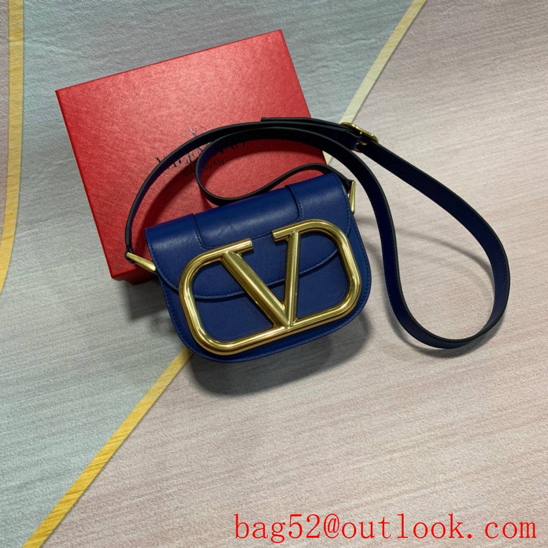 Valentino Small SuperVee Calfskin Crossbody Bag Handbag Navy