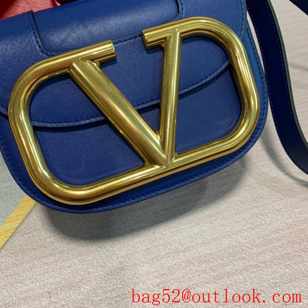 Valentino Small SuperVee Calfskin Crossbody Bag Handbag Navy