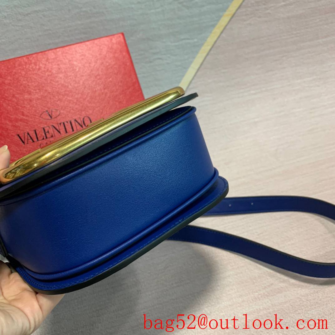 Valentino Small SuperVee Calfskin Crossbody Bag Handbag Navy