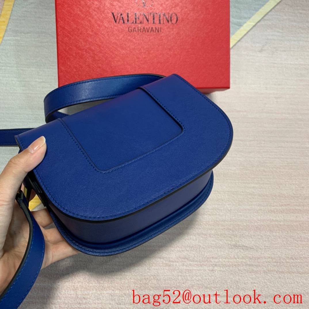 Valentino Small SuperVee Calfskin Crossbody Bag Handbag Navy