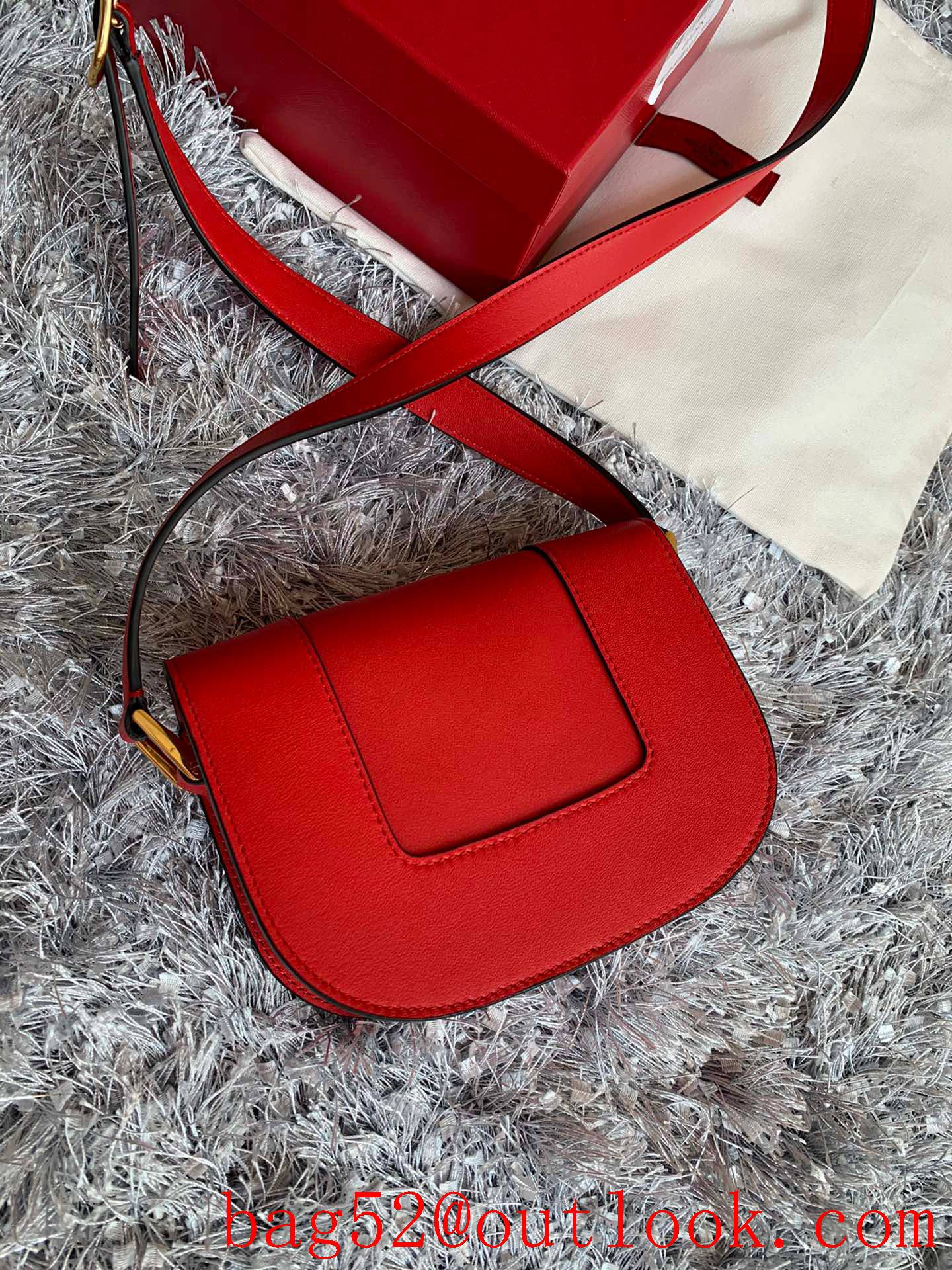 Valentino Small SuperVee Calfskin Crossbody Bag Handbag Red