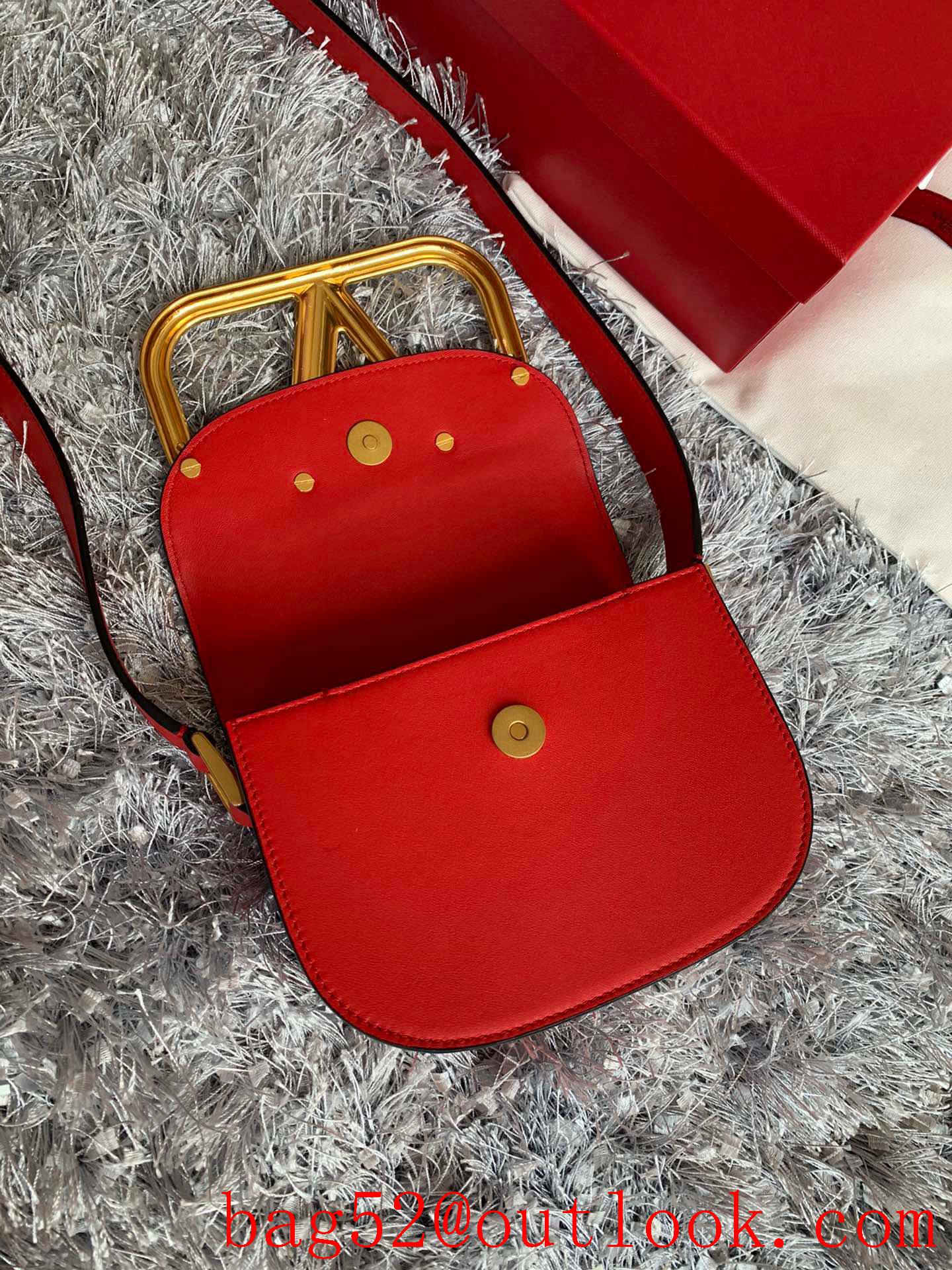 Valentino Small SuperVee Calfskin Crossbody Bag Handbag Red