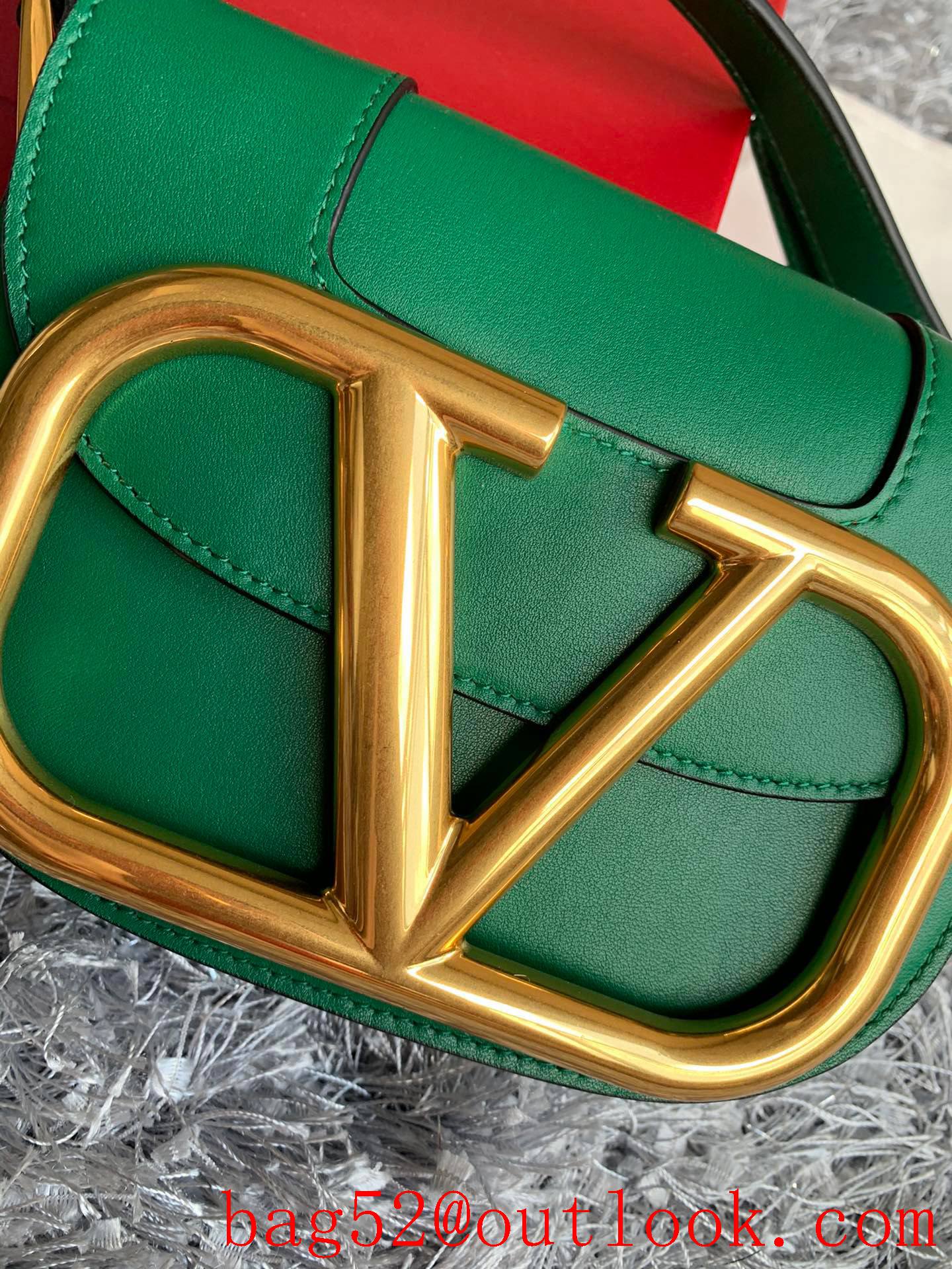 Valentino Small SuperVee Calfskin Crossbody Bag Handbag Green