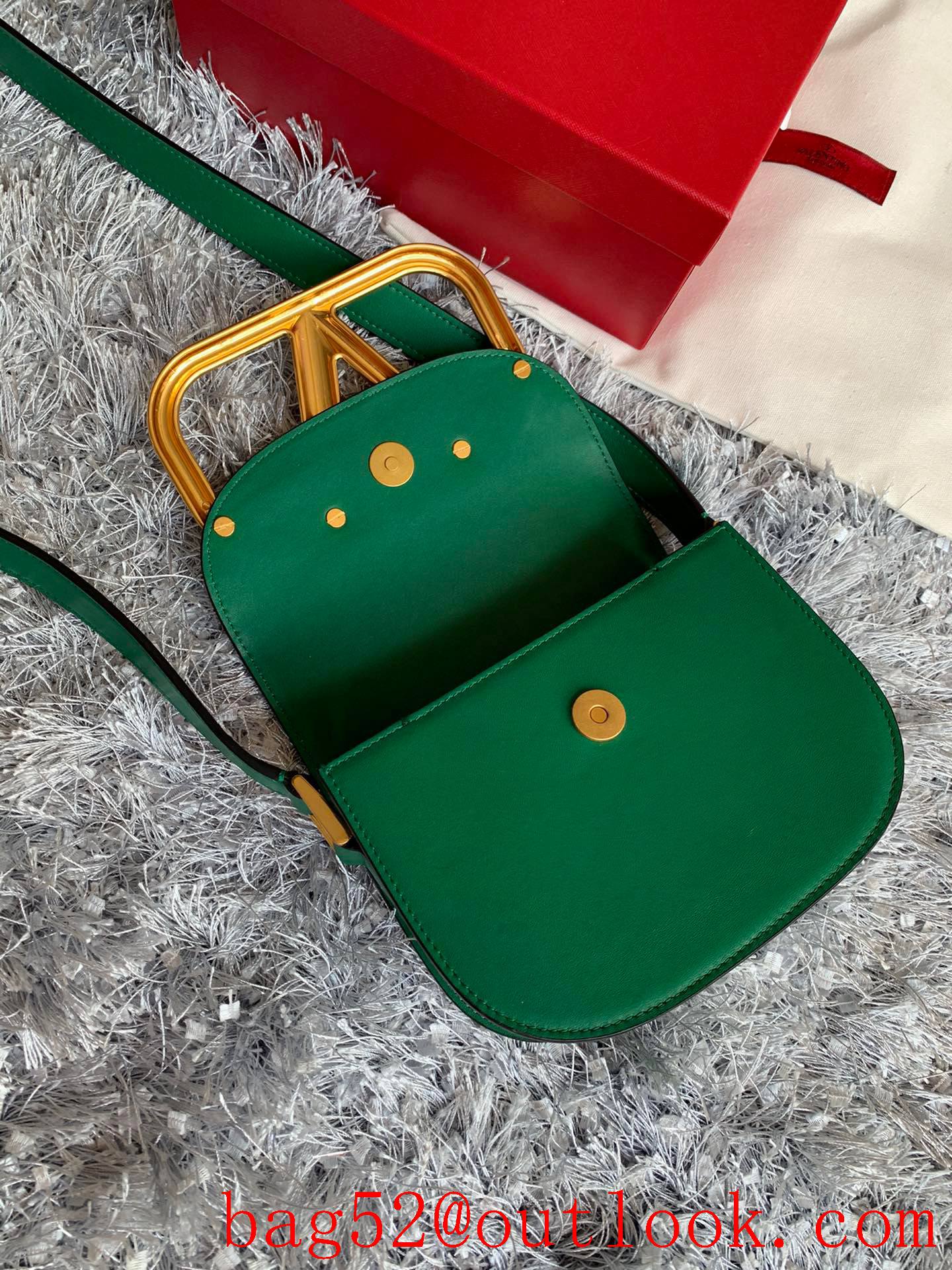 Valentino Small SuperVee Calfskin Crossbody Bag Handbag Green