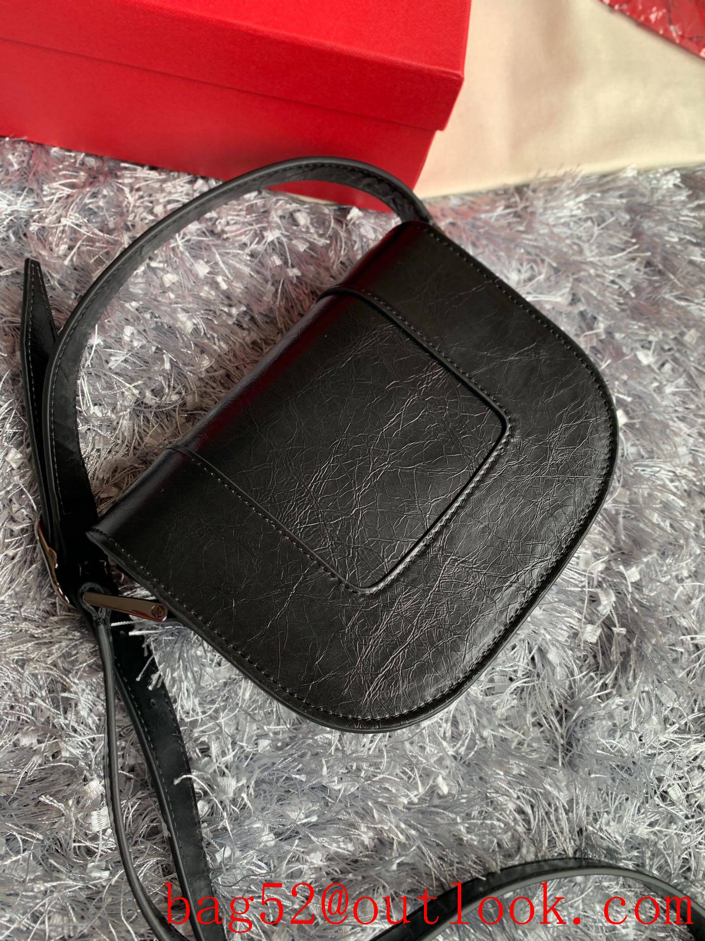 Valentino Small SuperVee Calfskin Crossbody Bag Black Handbag 