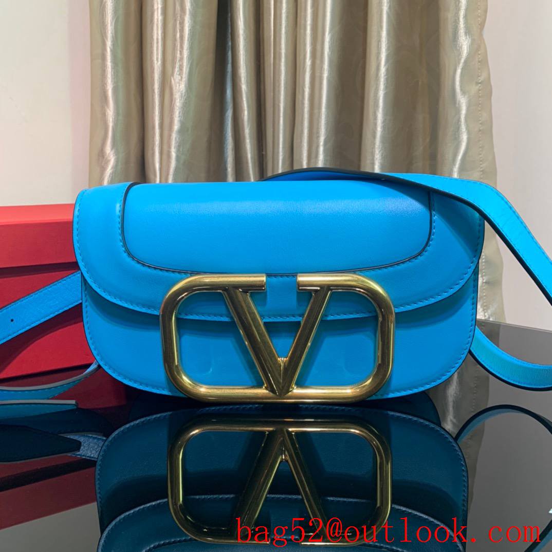Valentino SuperVee Calfskin Crossbody Bag Shoulder Handbag Blue