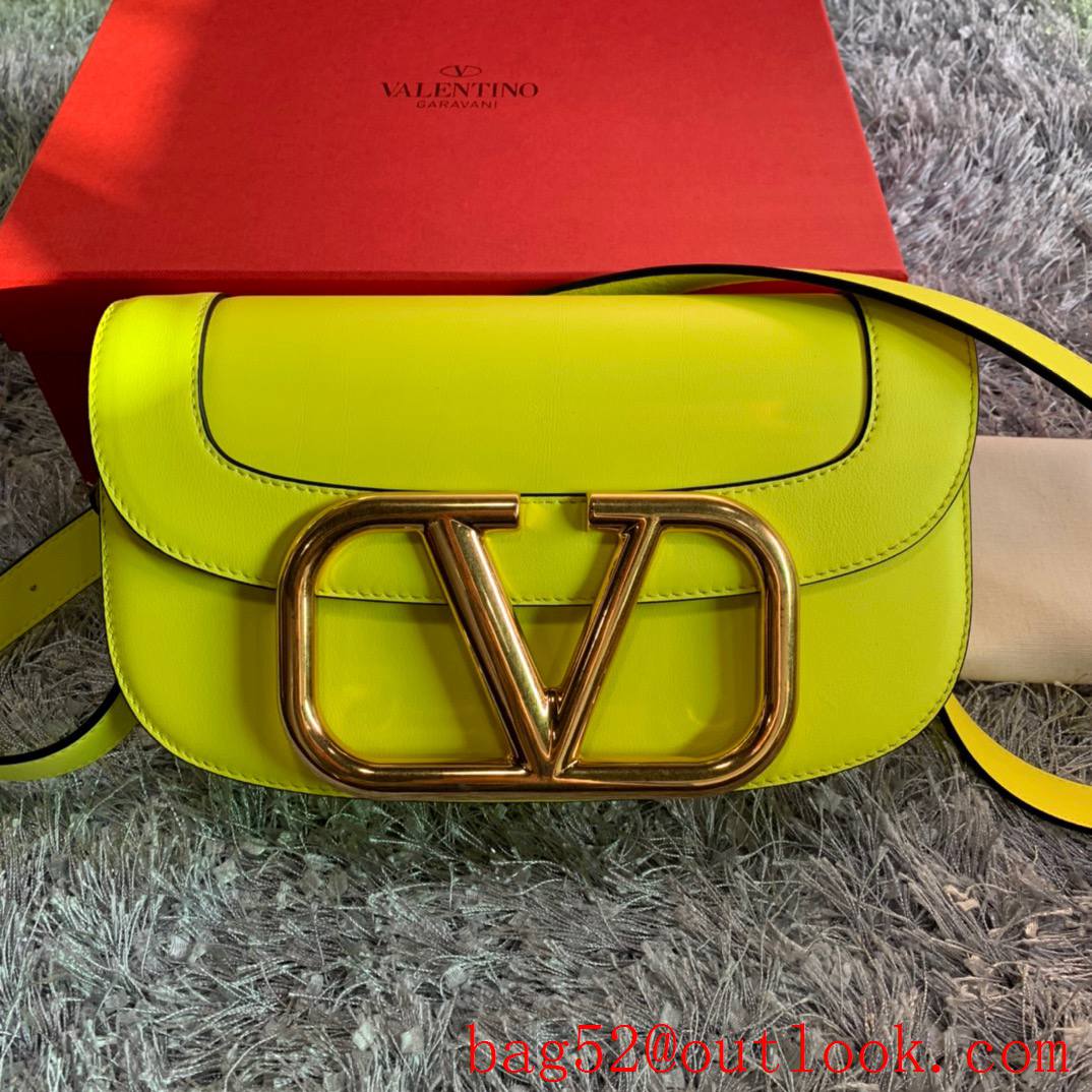 Valentino SuperVee Calfskin Crossbody Bag Shoulder Handbag Yellow