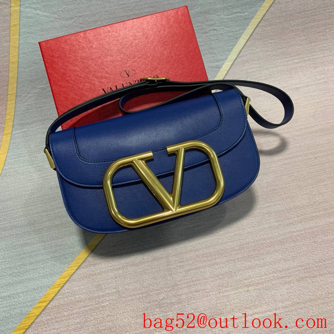 Valentino SuperVee Calfskin Crossbody Bag Shoulder Handbag Navy
