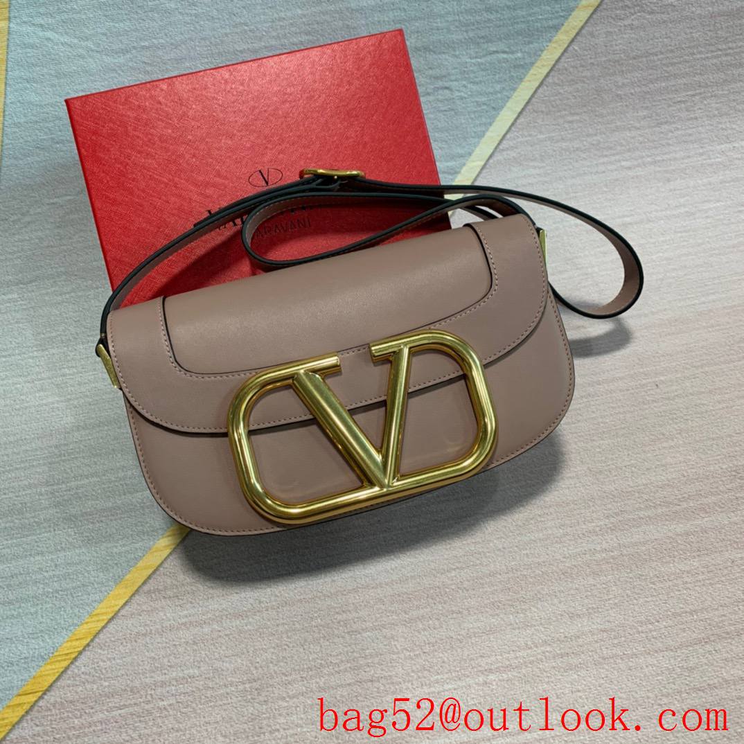 Valentino SuperVee Calfskin Crossbody Bag Shoulder Handbag Apricot