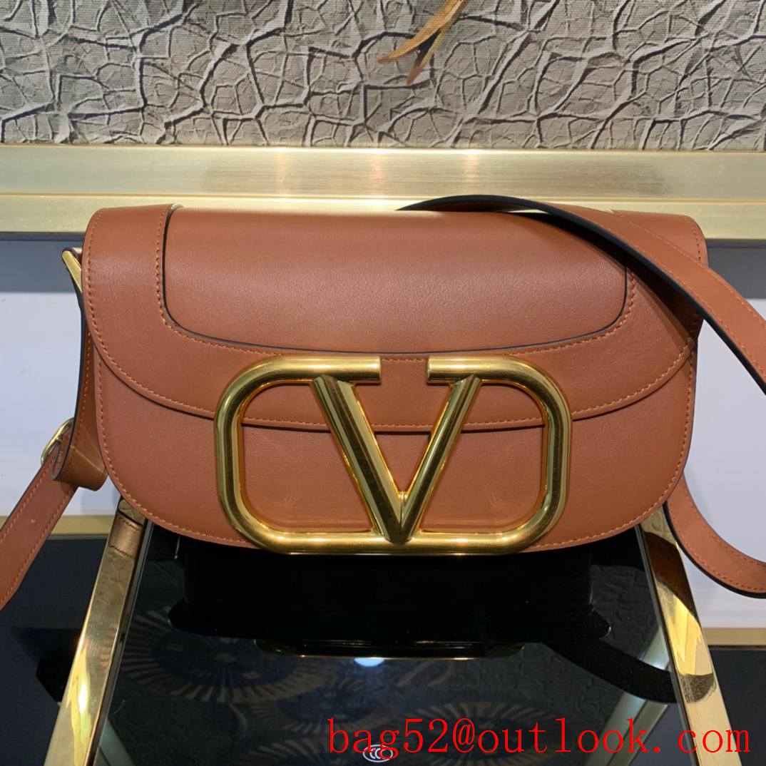 Valentino SuperVee Calfskin Crossbody Bag Shoulder Handbag Brown