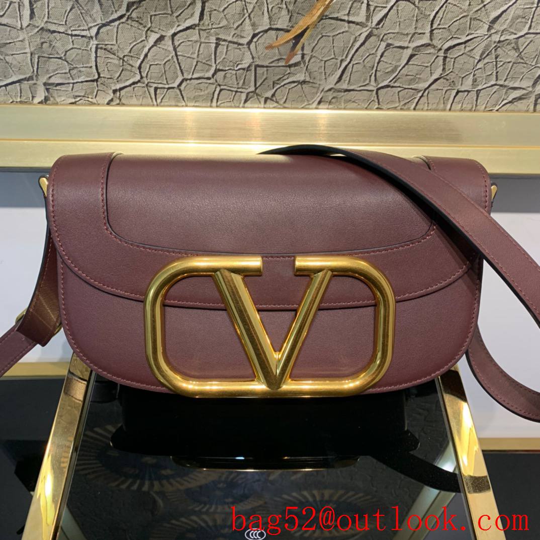 Valentino SuperVee Calfskin Crossbody Bag Shoulder Handbag Coffee