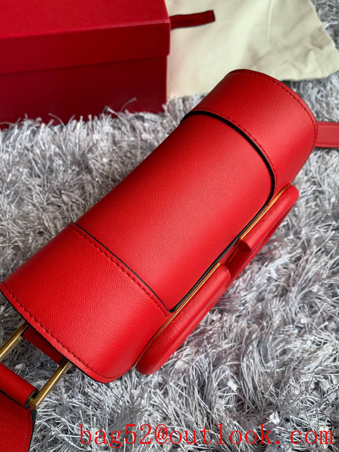 Valentino Small SuperVee Calfskin Crossbody Bag Red Handbag 