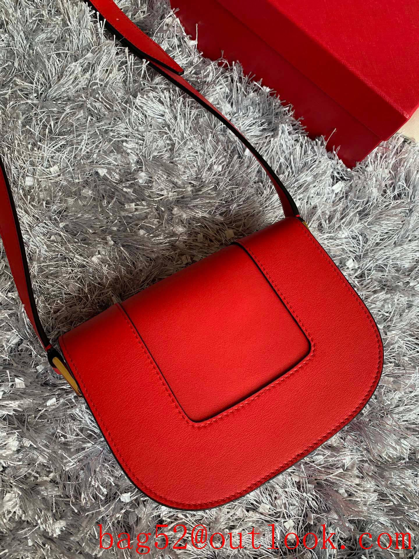 Valentino Small SuperVee Calfskin Crossbody Bag Red Handbag 