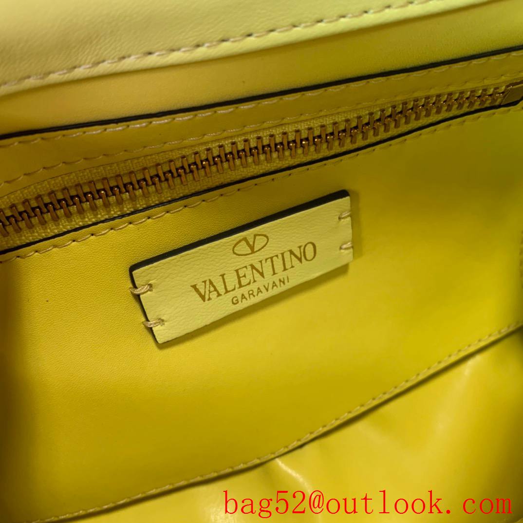 Valentino Medium Roman Stud Shoulder Bag with Chain Yellow