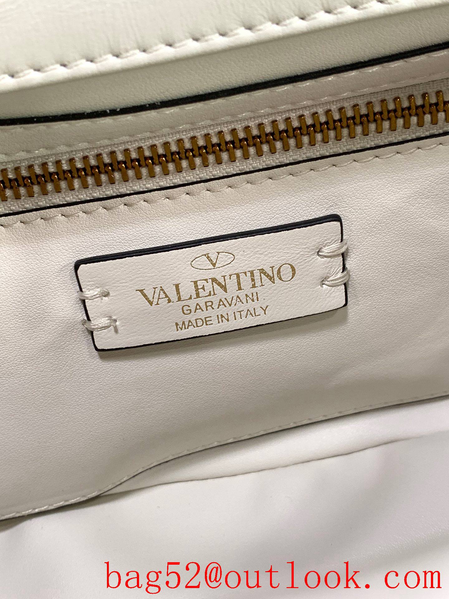 Valentino Medium Roman Stud Shoulder Bag with Chain Cream