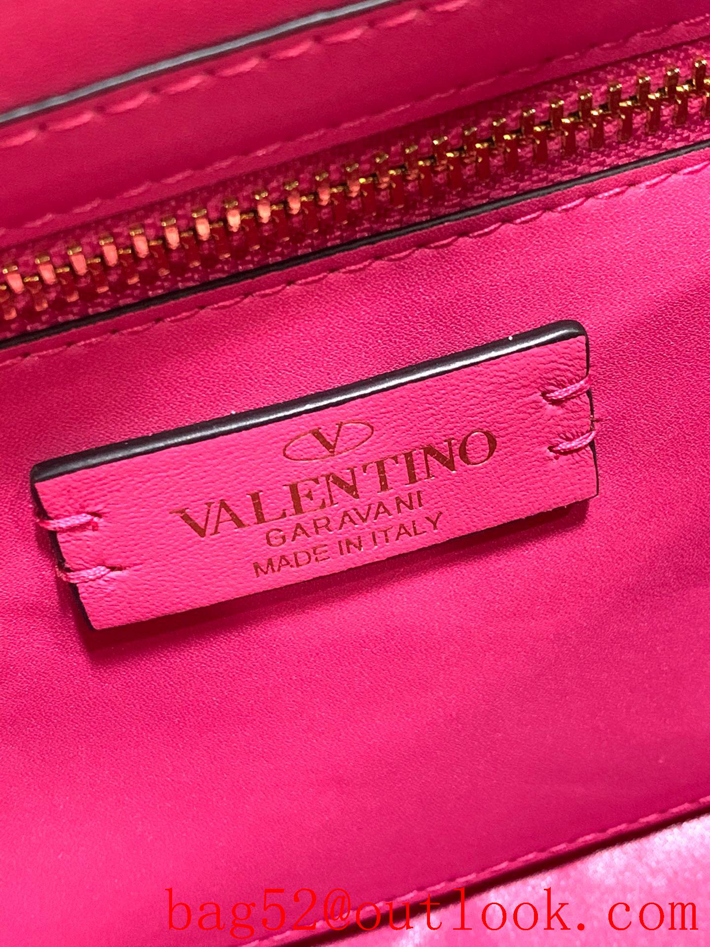 Valentino Large Roman Stud Shoulder Bag with Chain Rose