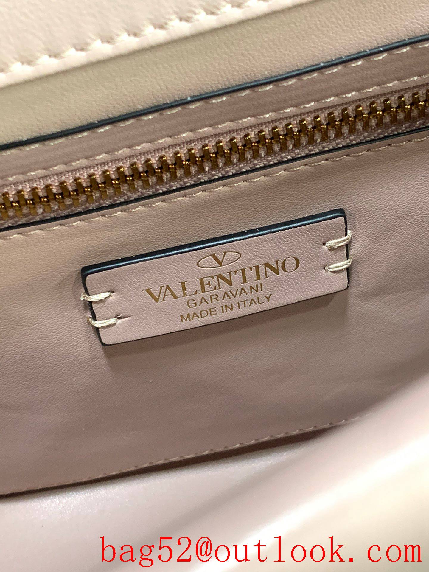Valentino Large Roman Stud Shoulder Bag with Chain Apricot