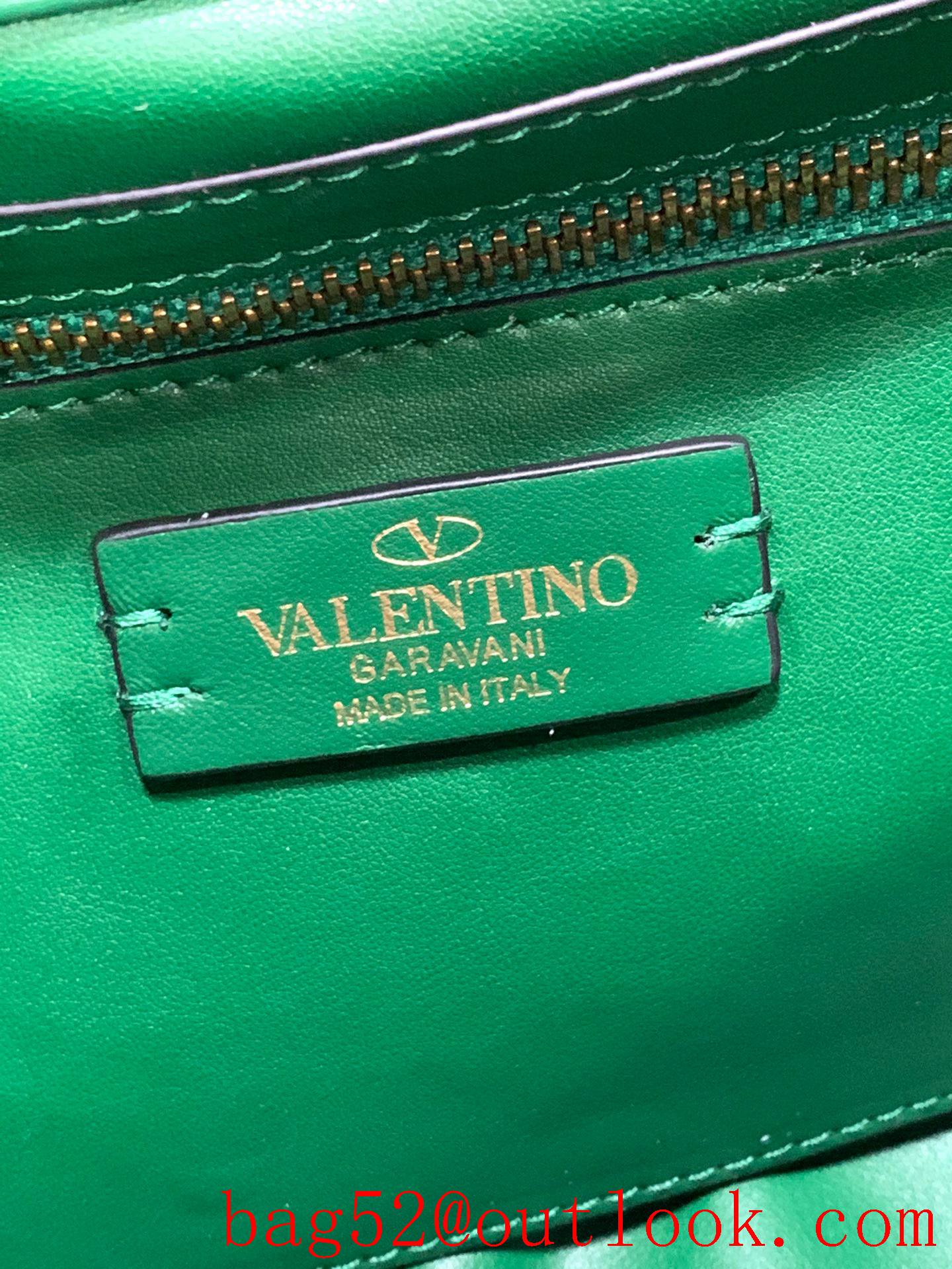 Valentino Large Roman Stud Shoulder Bag with Chain Green